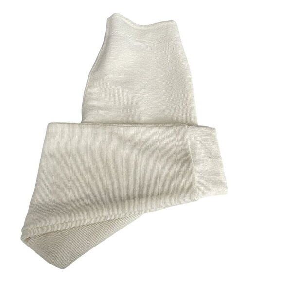 Max Studio Ribbed  Jogger Sweatpants Elastic Waist Tapered Cream Women 26 - Picture 3 of 10